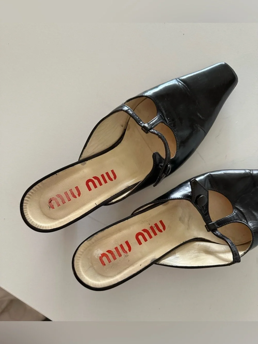 Vintage Miu Miu 90s Archive Mules Kitten Coquette Office Siren 40 Black Leather - Picture 6 of 8